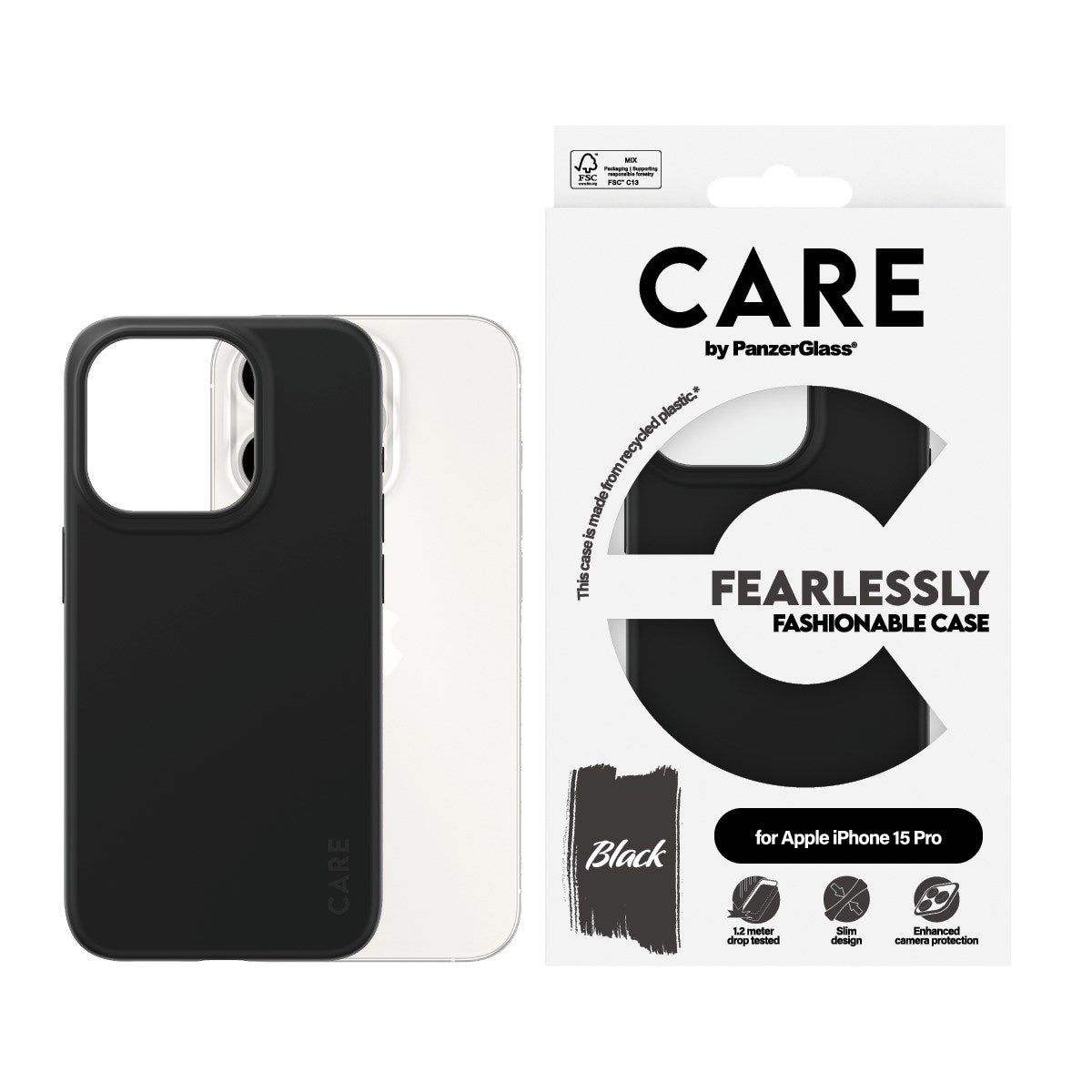 CARE by PanzerGlass® Fashionable Case Schwarz iPhone 15 Pro